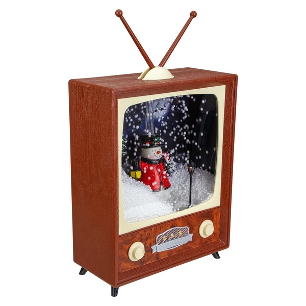 LED Lighted Musical Snowing Snowman TV Set Christmas Decoration