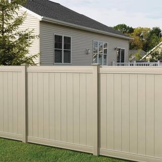 Veranda Pro-Series 6 ft. H x 8 ft. W Tan Vinyl Woodbridge Privacy Fence Panel 128015