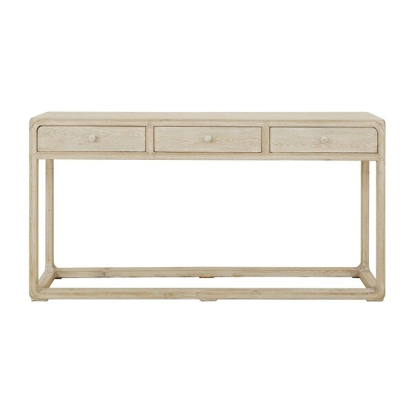 Artissance Reclaimed Peking Console Table With 3 Drawers and Weathered White Wash Finish， 34 Inch Tall