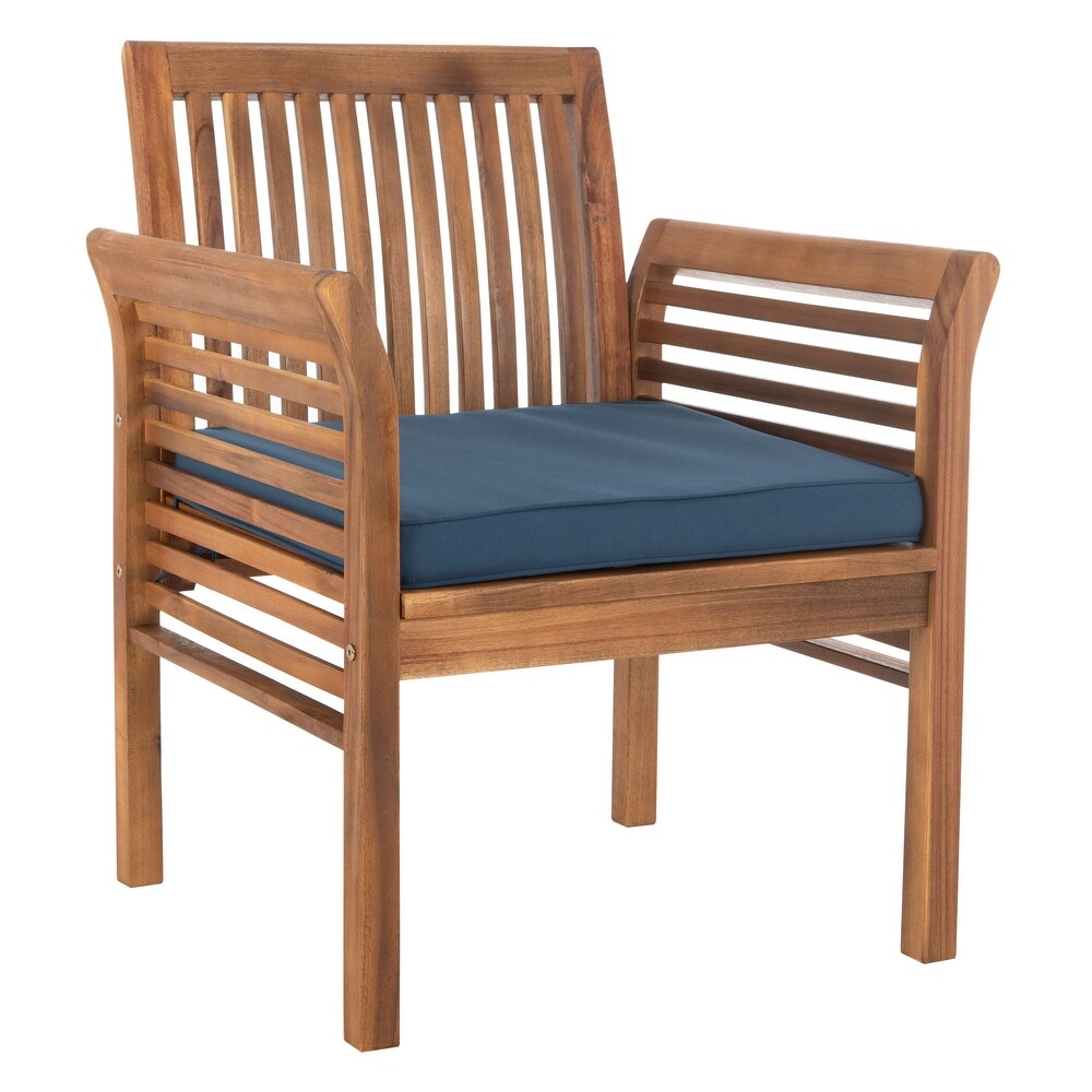 SAFAVIEH Outdoor Living Carson 4 piece Teak Brown/Navy Patio Set