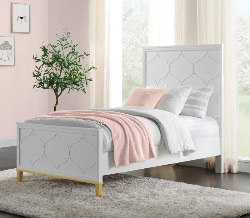 Emma White and Gold Twin Bed