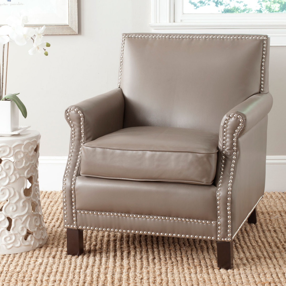 Jennifer Club Chair Silver Nail Heads Clay   Transitional   Armchairs And Accent Chairs   by Peachtree Fine Furniture  Houzz