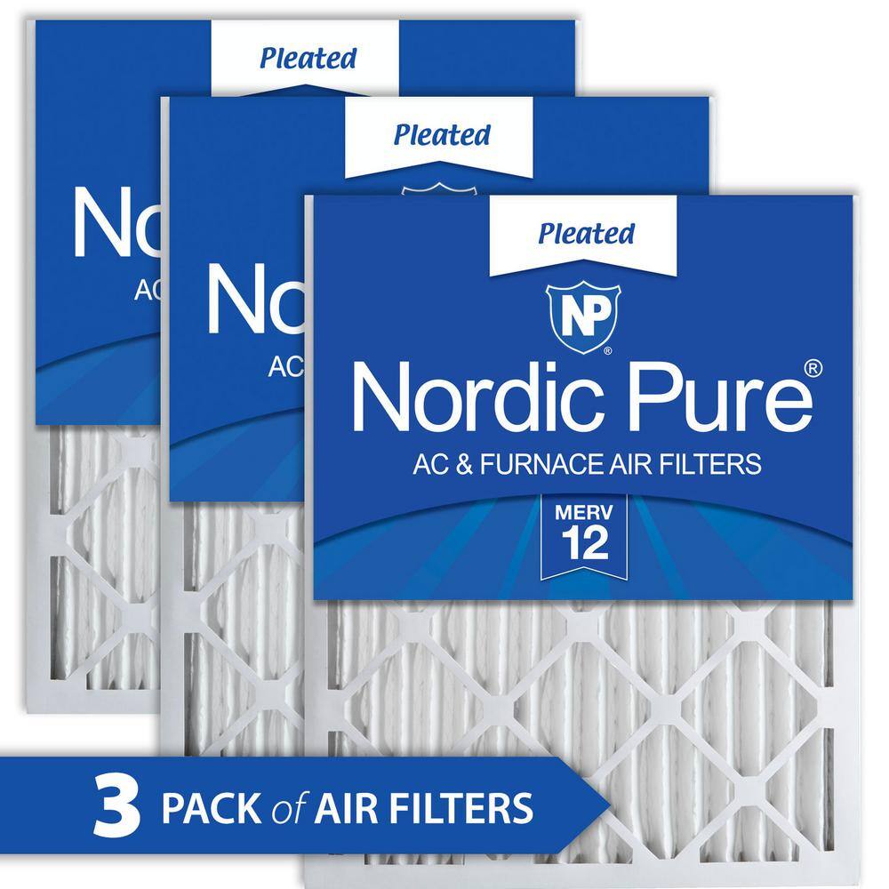 Nordic Pure 24 in. x 24 in. x 2 in. Allergen Pleated MERV 12 Air Filter (3-Pack) 24x24x2M12-3