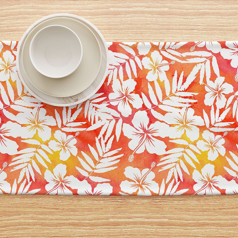 Table Runner， 100% Polyester， 14x108， Hibiscus Island Style