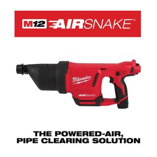 MW M12 12V Lithium-Ion Cordless Drain Cleaning Airsnake Air Gun Kit with M12 HACKZALL Reciprocating Saw 2572B-21-2420-20