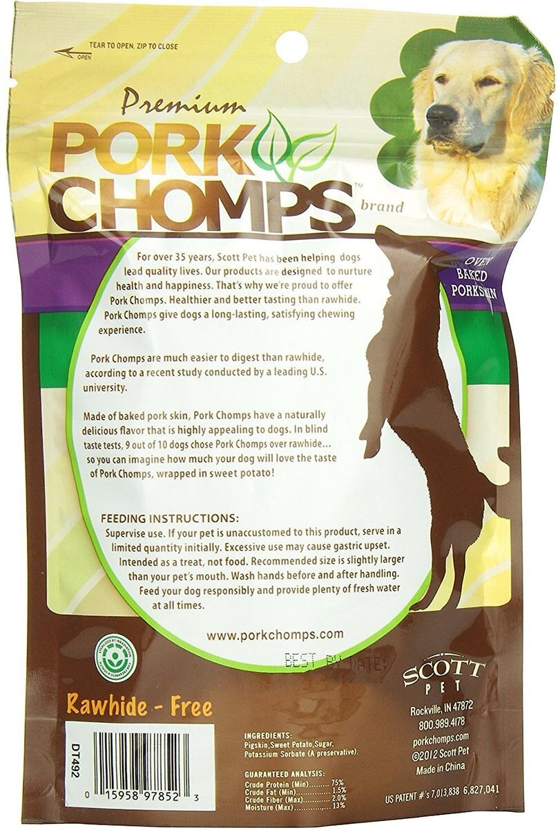 Premium Pork Chomps Sweet Potato Wrapped Twists Dog Treats