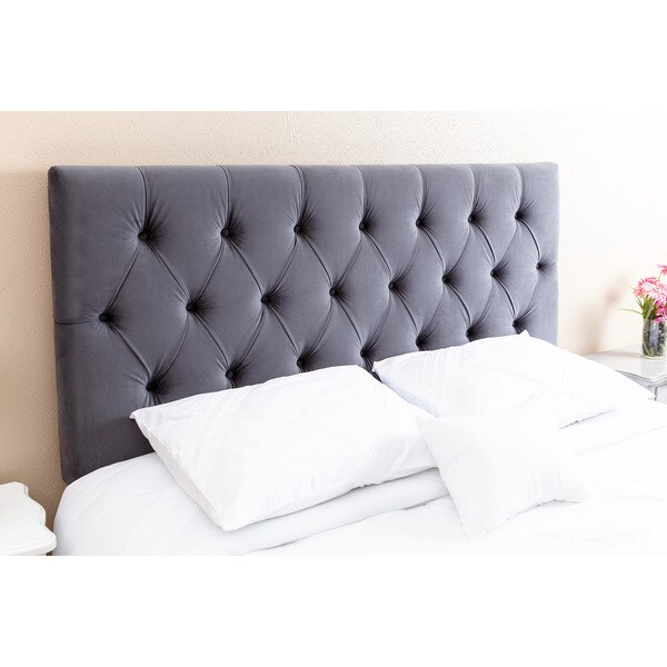 Abbyson Connie Tufted Charcoal Velvet Headboard， Queen/Full - - 10990698