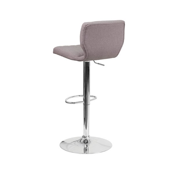 Offex Contemporary Gray Fabric Adjustable Height Barstool with Chrome Base