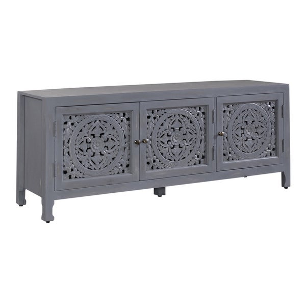 Marisol Weathered Soft Wash Gray 65 Inch 3 Door Accent TV Stand - 65 inches in width