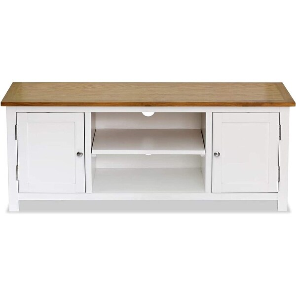 TV Cabinet Stand Storage， Entertainment Center TV Console Table for Living Room Bedroom Solid Oak Wood - as picture