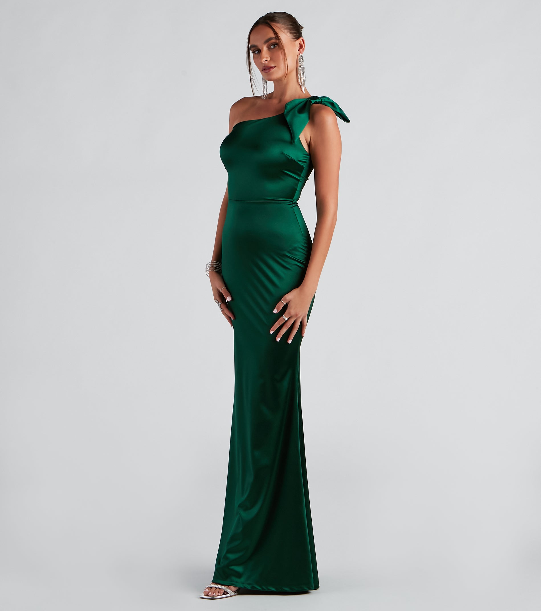 Delana Formal One-Shoulder Satin Dress