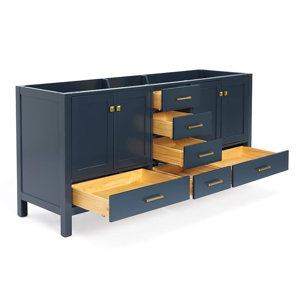 ARIEL Cambridge 72 in. W x 21.5 in. D Vanity Cabinet Only in Midnight Blue A073D-BC-MNB