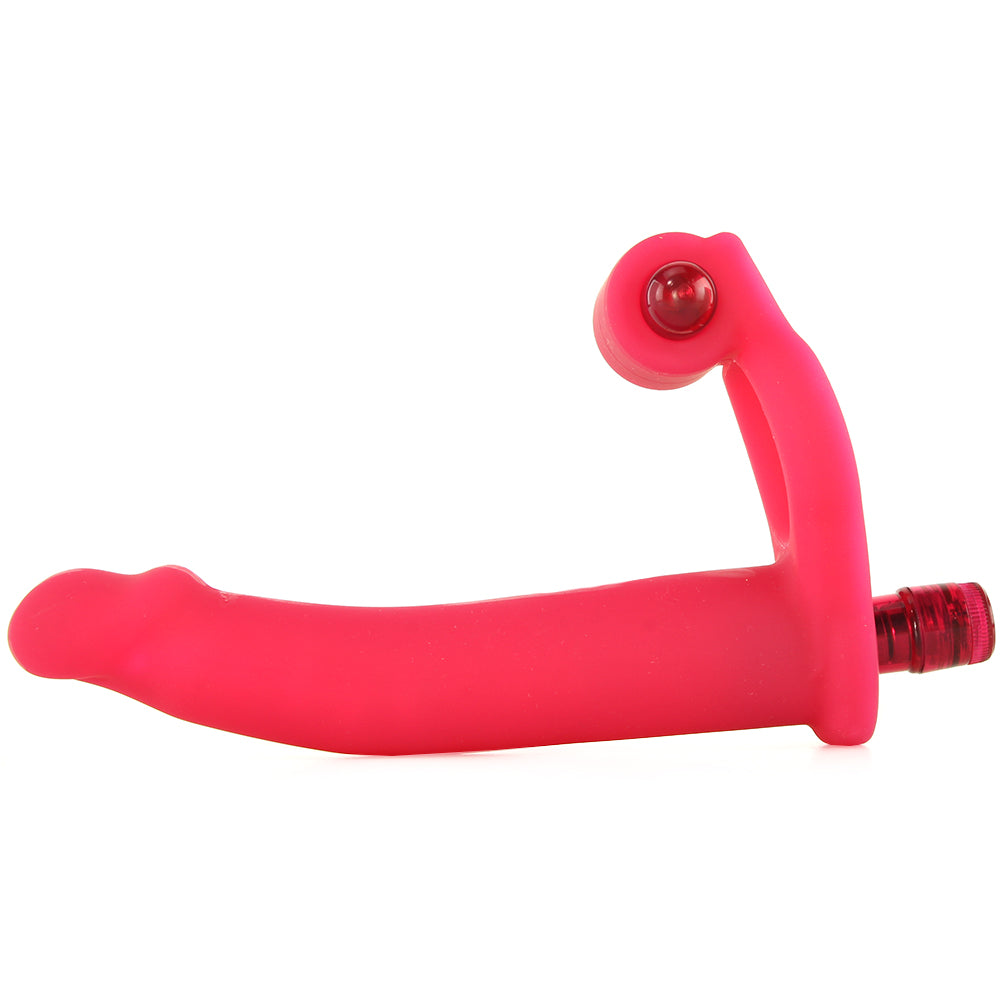 Double Penetrator Silicone Studmaker Cock Ring in Pink