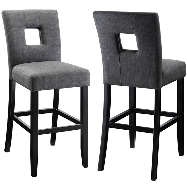 Maldives Open Back Grey Upholstered Counter Height Parsons Dining Stools (Set of 2)