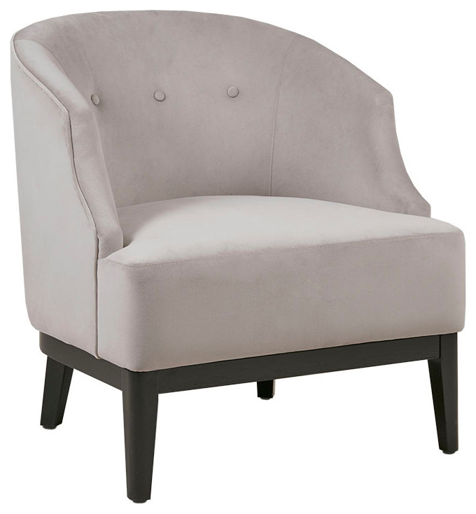 Martha Stewart Samba Velvet Curved Accent Chair With Tufted Back  Grey   Transitional   Armchairs And Accent Chairs   by Olliix  Houzz