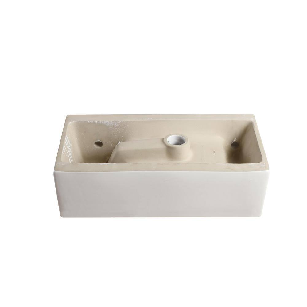 Elanti Wall-Mounted Left-Facing Rectangle Bathroom Sink in White EC9899-L