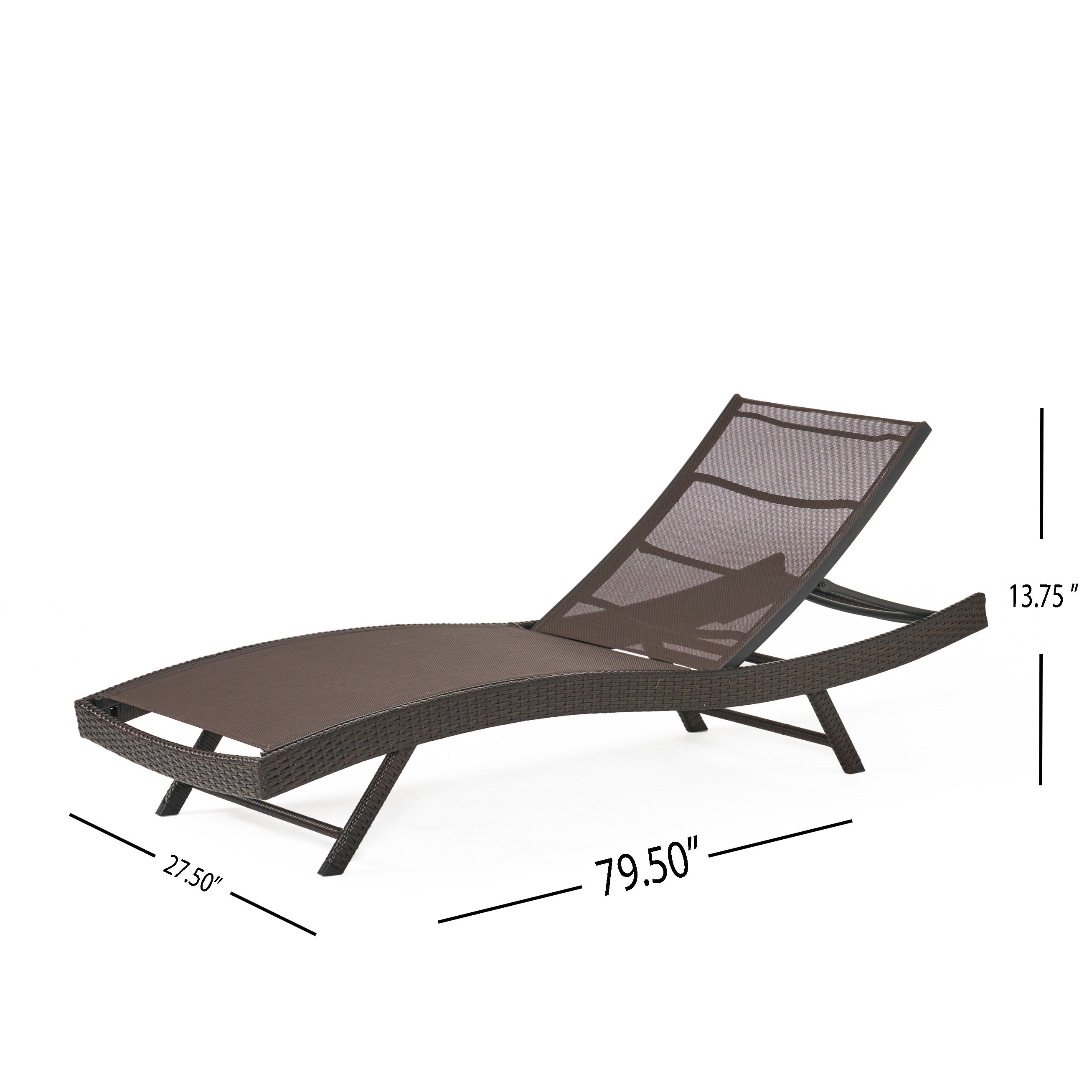 Burnham Outdoor 3pc Brown Mesh Chaise Lounge Chairs Set