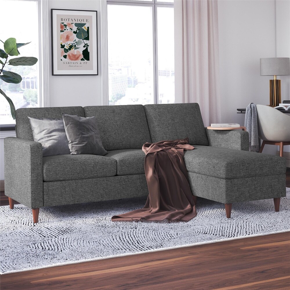 DHP Liah Reversible Sectional Sofa with Pocket Spring Cushions