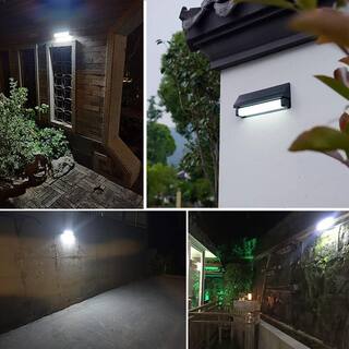 eLEDing Solar 180 Black SMART Sensing Self-Contained Integrated Selectable LED Color Flood Pathway Wall Light EE815WDC