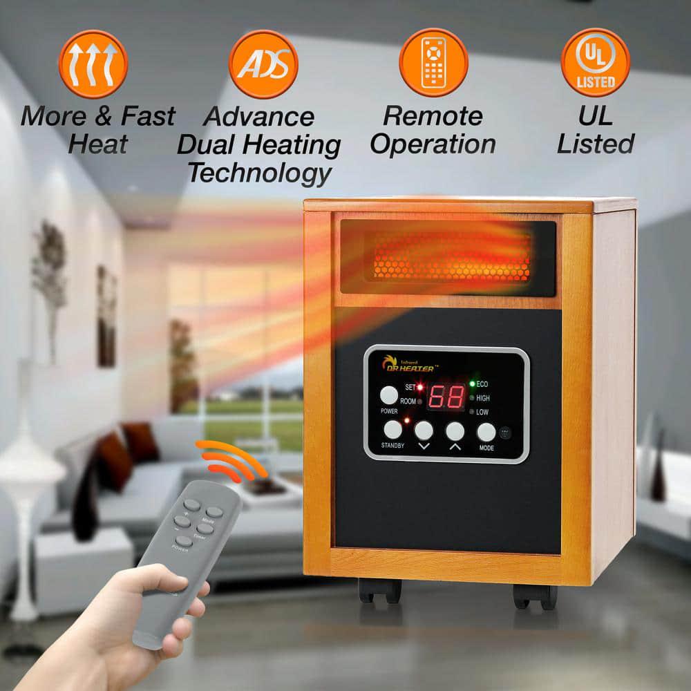 Dr Infrared Heater Original 1500Watt Infrared Portable Space Heater with Dual Heating System