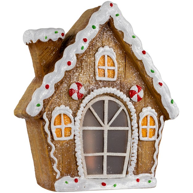 Led Lighted Frosted Gingerbread Peppermint Christmas House