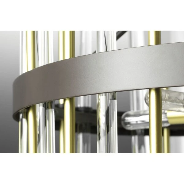 Orrizo Collection 6-Light Matte Black Clear Glass Luxe Chandelier Light - 8.380
