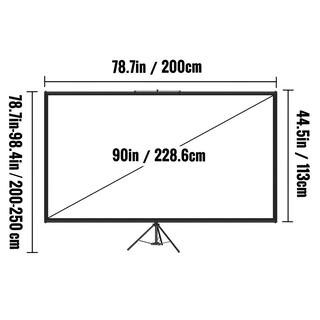 VEVOR 90 in. Tripod Projector Screen with Stand 16:9 4K HD Projection Screen Wrinkle-Free Height Adjustable Portable Screen TYPMDZCY901696BAVV0