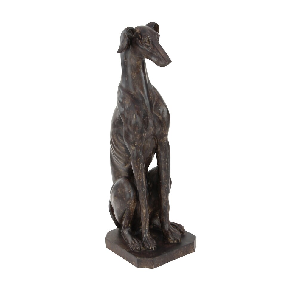 Brown Polystone Dog Sculpture   12 x 10 x 31
