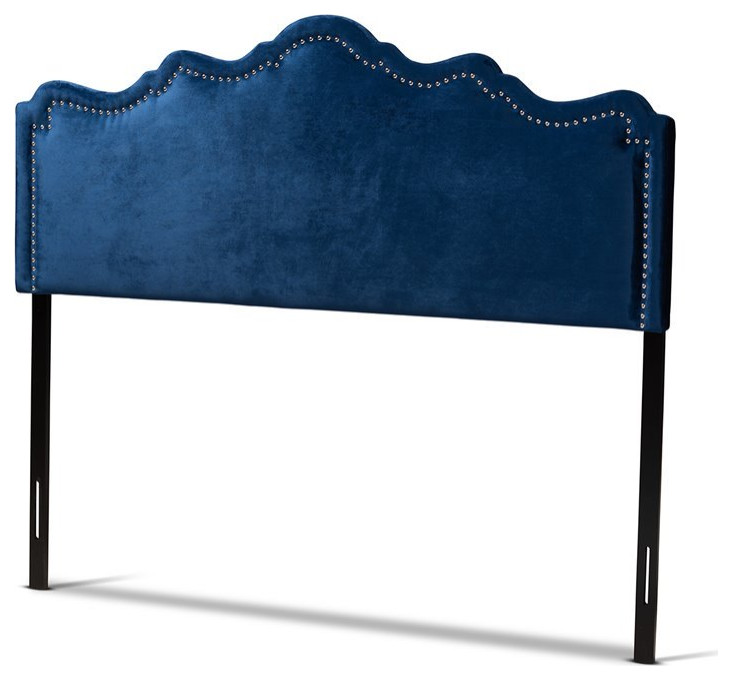 Baxton Studio Nadeen Contemporary Velvet Queen Headboard in Royal Blue   Transitional   Headboards   by Homesquare  Houzz