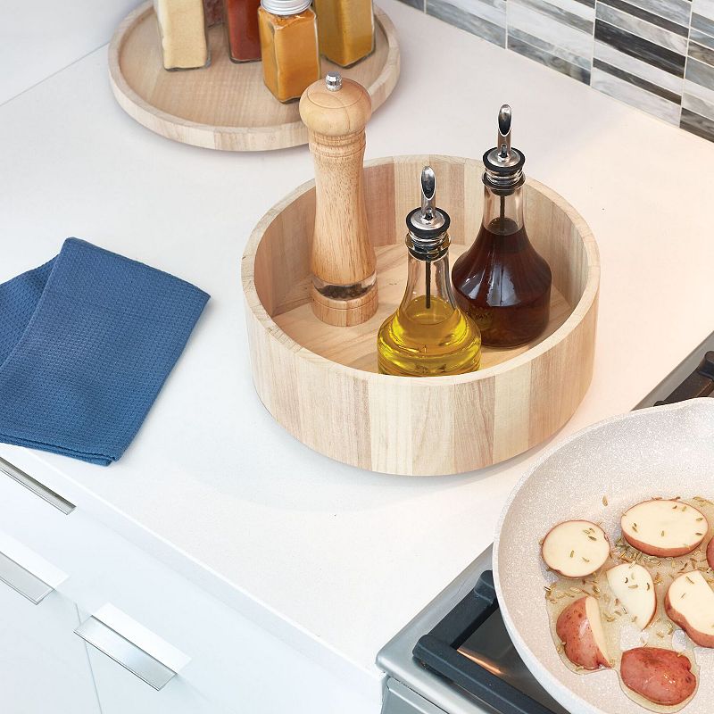 iDesign EcoWood Natural Paulownia Wood Turntable Organizer