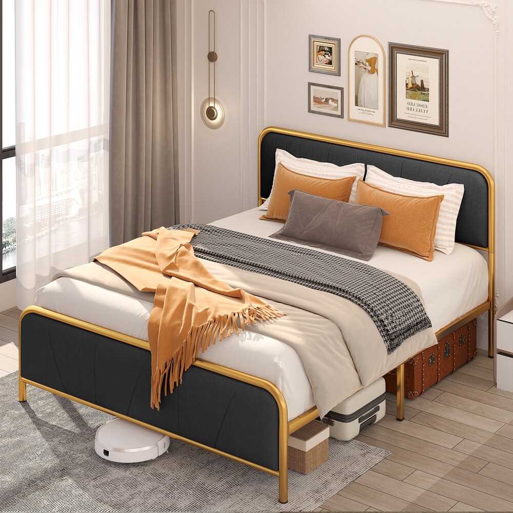 Platform Bed Frame Full/ Queen Size with Headboard