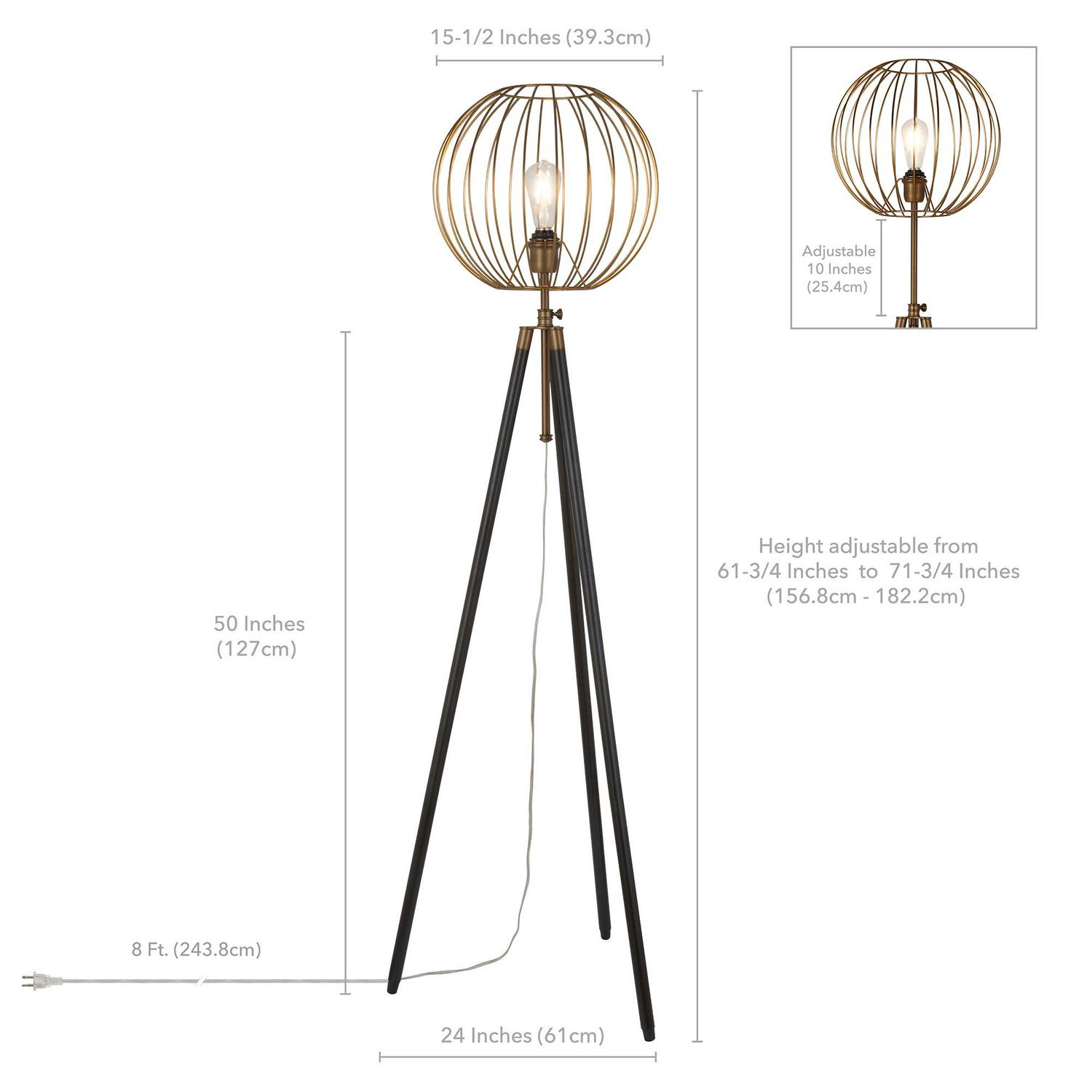 EvelynandZoe Traditional Metal Cage Tripod Floor Lamp