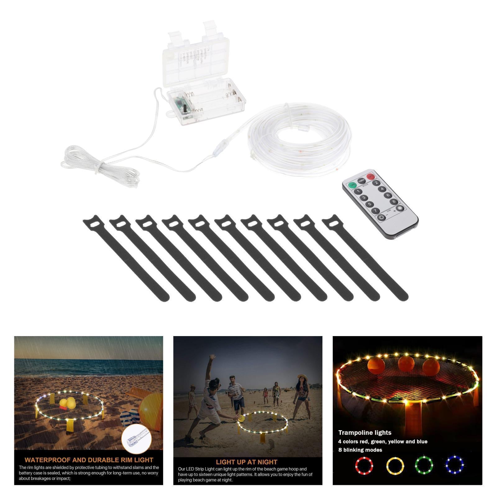 23 Ft LED Trampoline Lights Colorful 8 Modes Remote Control Trampoline Rim Waterproof LED Lights Battery Powered with Remote Control