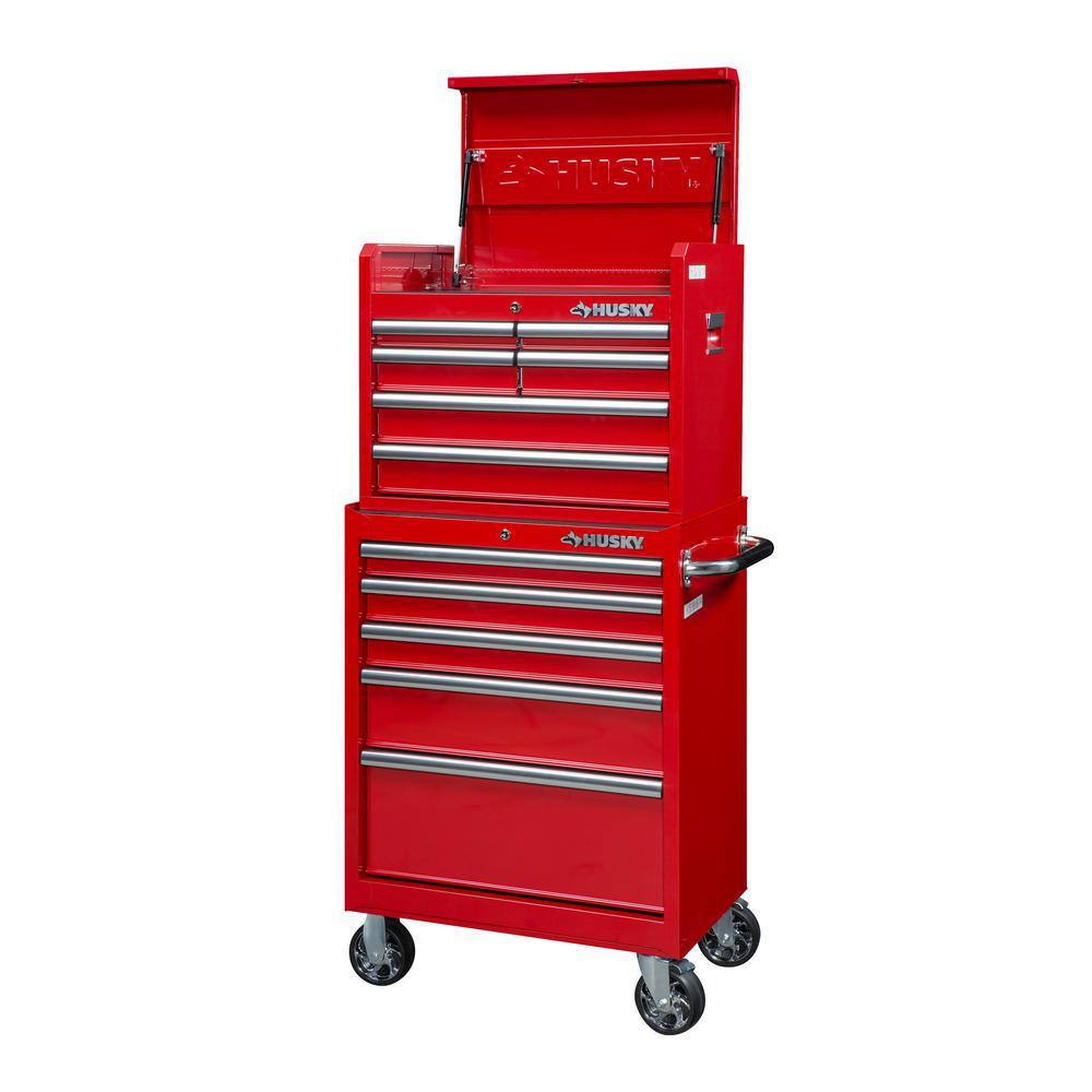 Husky 27 in. 11-Drawer Tool Chest and Cabinet Combo in Red 410-026-0111