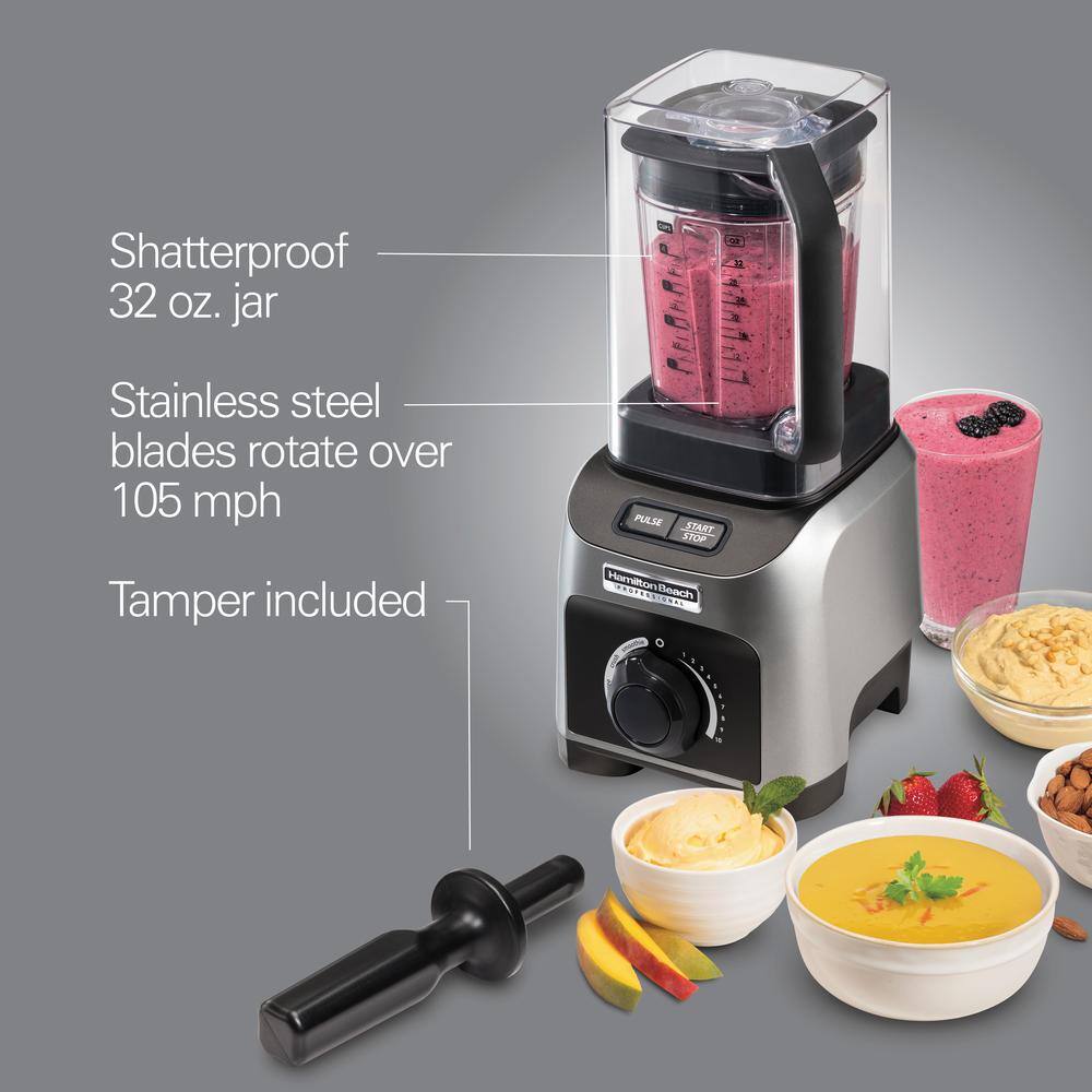 HAMILTON BEACH PROFESSIONAL 32 oz. 14-Speed Black and Grey Countertop Blender with Quiet Shield 58870