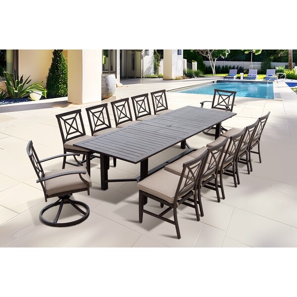 Atlantis 13Piece Aluminum Dining Set with 118 Inch Extension Table