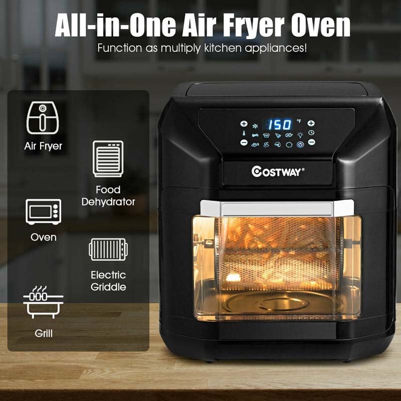 10.6 QT Electric Air Fryer Toaster Oven, 7-in-1 Kitchen Pizza Oven Oil-Less Cooker with Rotisserie