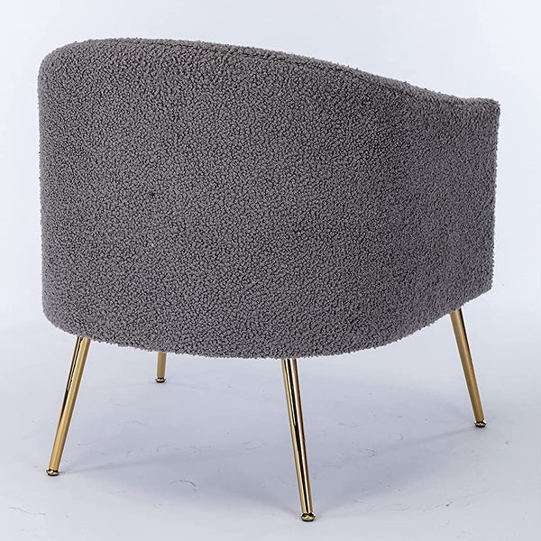 Modern Glam Upholstered Living Room Accent Barrel Chair with Golden Legs