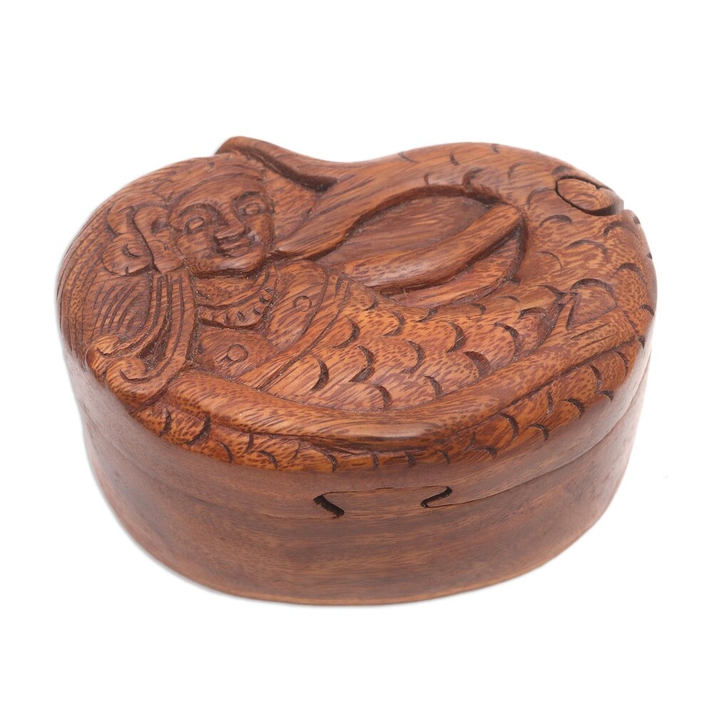 Novica Handmade Mermaid Dance Wood Puzzle Box