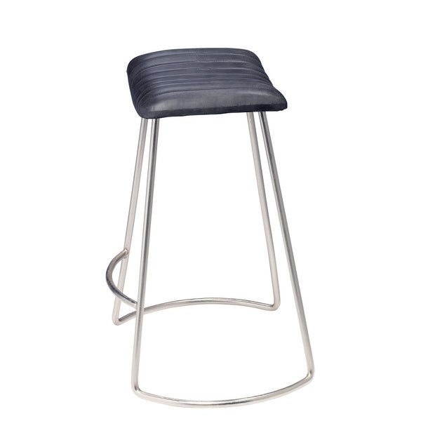 Alden Décor Logan Leather Bar Stool， Grey