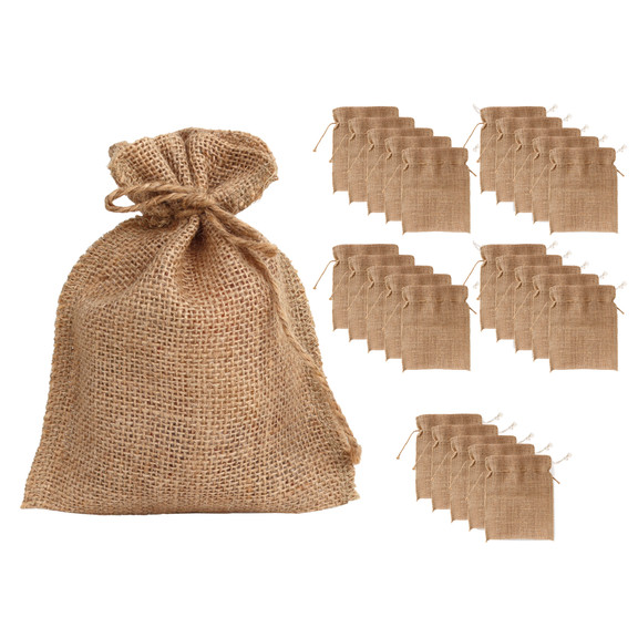 TOPTIE 50 PCS Natural Jute Gift Bag with Rope Draw...