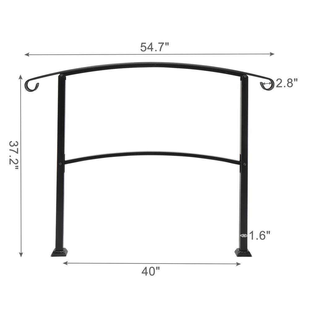 Karl home 37.2 in. H x 54.7 in. W Adjustable Black Wrought Iron Handrail 634697403358