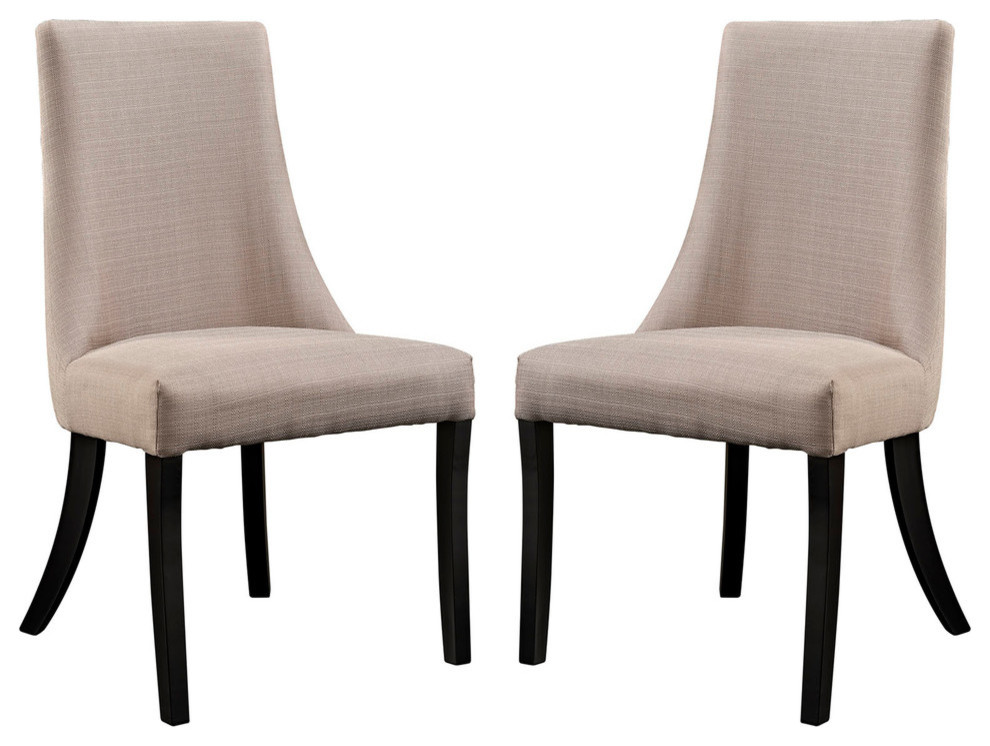 Modern Contemporary Kitchen Dining Side Chair Set of 2 Beige   Dining Chairs   by House Bound  Houzz