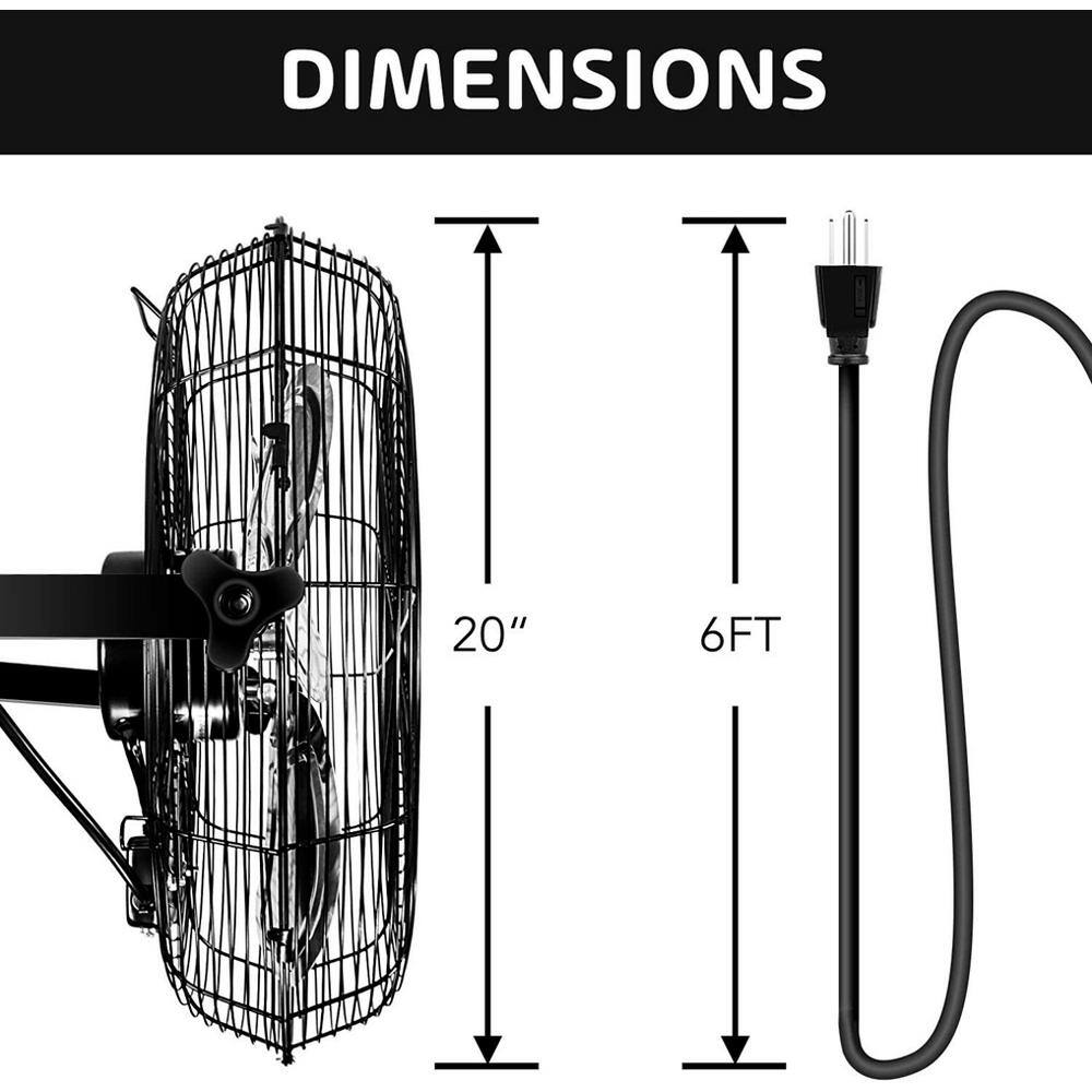 Amucolo 20 in. 3-Speed High Velocity Mount Wall Fan in Black (2-Pack) YeaD-CYD0-JK98