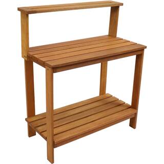 Sunnydaze 42 in. Meranti Wood Outdoor Potting Bench with Teak Oil LAM-622