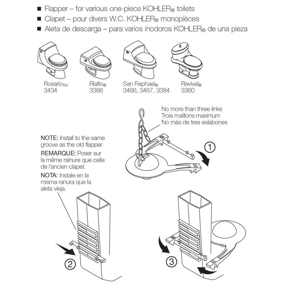 KOHLER 2 in. Hinge Toilet Flapper Used in Various 1-Piece Toilets GP84995