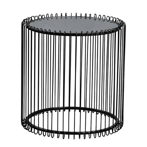 Aurelle Home Piko Modern Iron-Caged Side Table with Mirrored Top