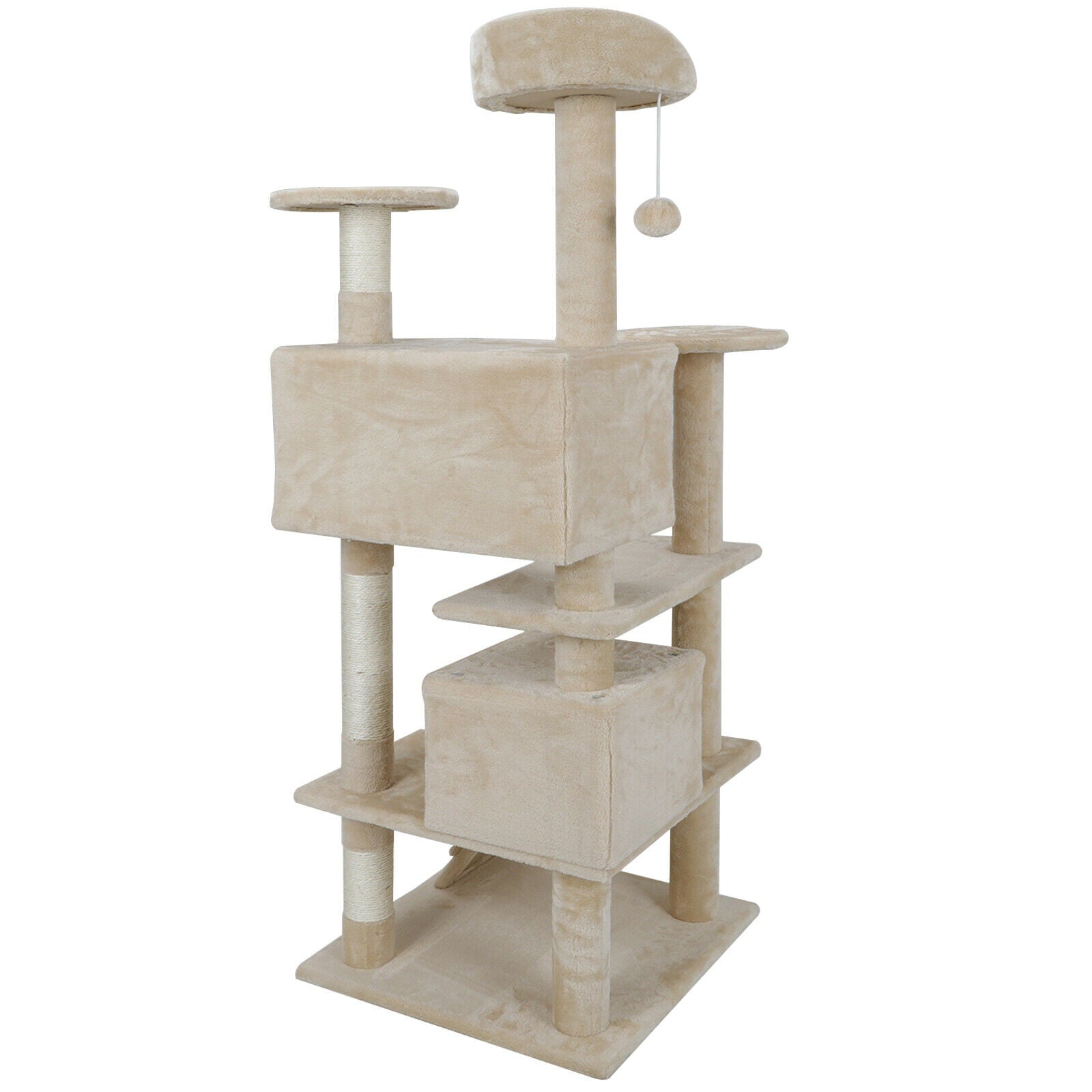 53" Multi-Level Cat Tree Stand House Furniture Kittens Activity Tower with Scratching Posts Kitty Pet Play House Beige