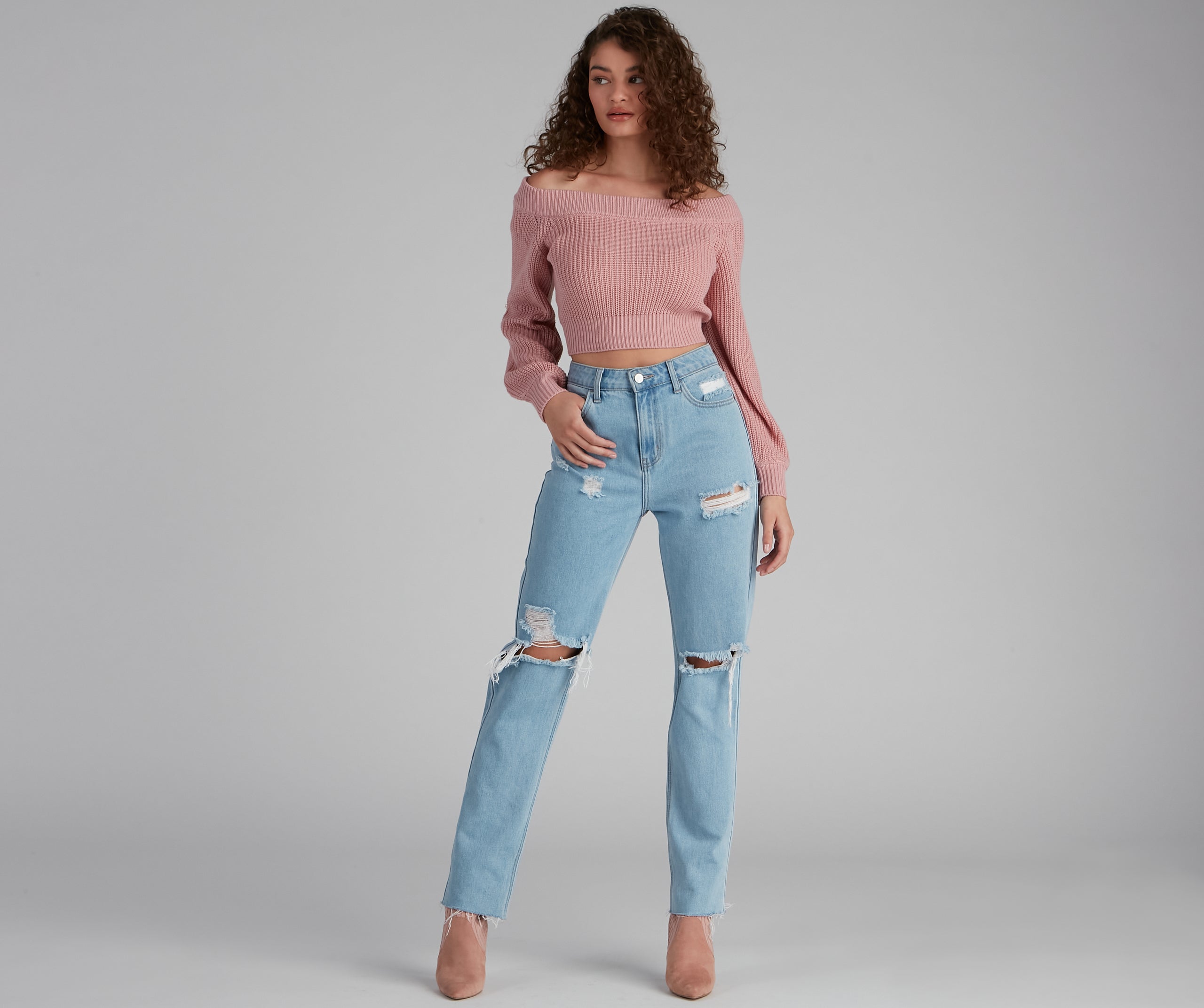 Stay Cute Off-the-Shoulder Sweater