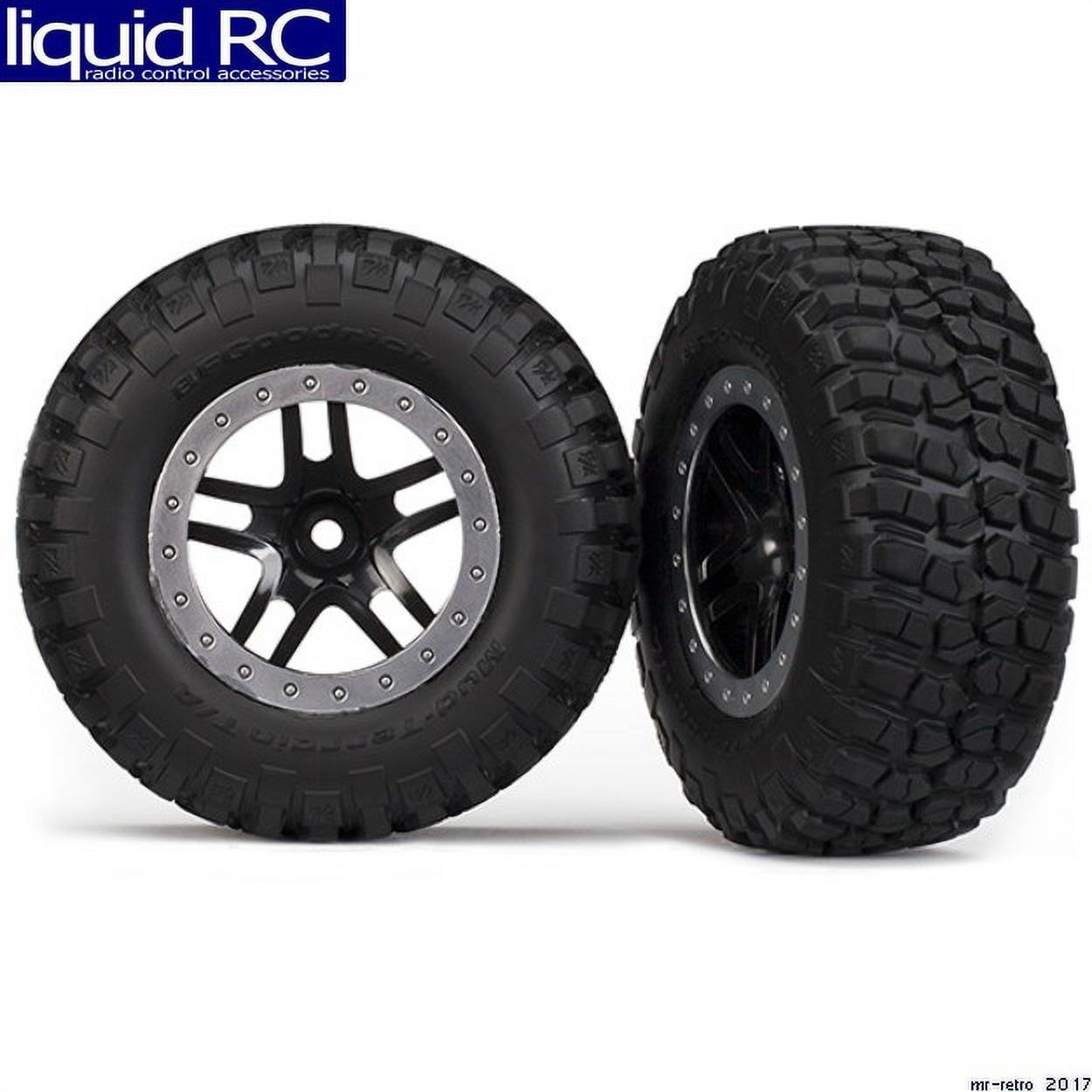 Traxxas 5883 Short Course 12mm Hex Tires Pre-Glued Wheels Split Spoke Black